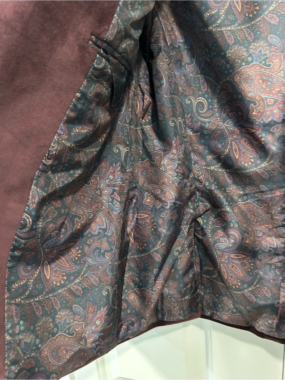 Lauren Ralph Lauren Burgundy Velvet Blazer Paisley Lined Size 14R